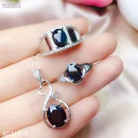 KJJEAXCMY boutique jewelry 925 sterling silver inlaid Natural sapphire gemstone pendant Couple ring  suit support detection