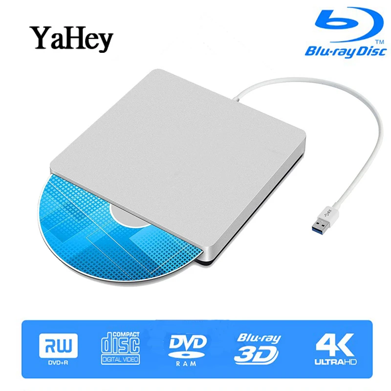 YAHEY Blu-Ray дисплей Комбинированный привод 2019 USB 3 0 внешняя DVD горелка BD-ROM DVD-RW