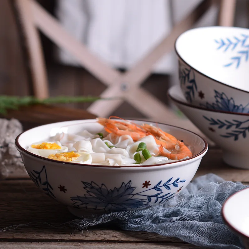 Керамическая чаша в китайском стиле сине белая фарфоровая посуда столовая