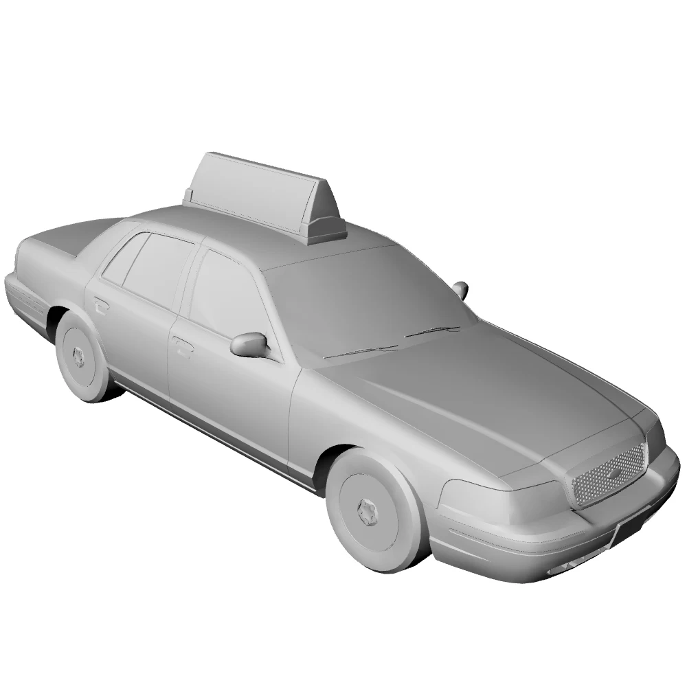 3D STL модель Crown victoria taxi Печать на принтере. Вырезка чпу станке. Анимация.
