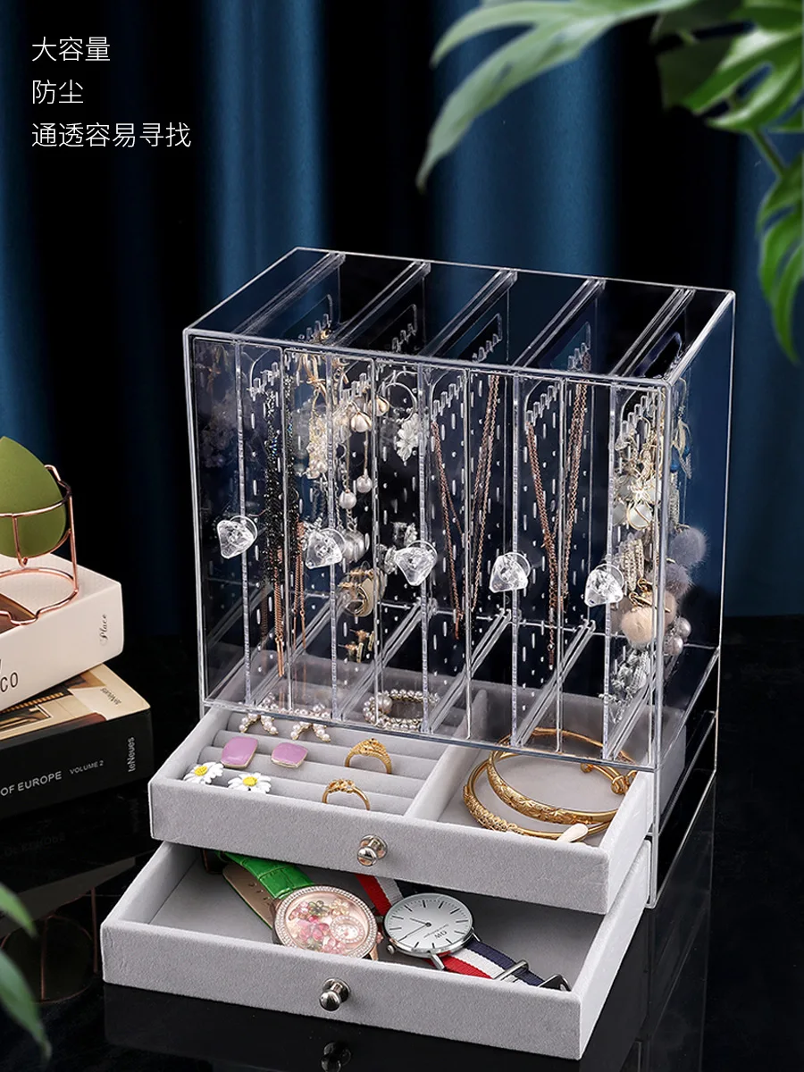 

Earring stud earrings necklace jewelry boxes transparent high-capacity hair hand jewelry dresser display shelves
