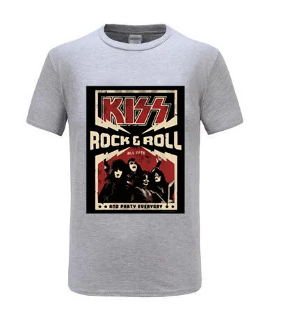 KISS Rock & ролл Вечерние черные футболки на каждый день новинка официальная группа