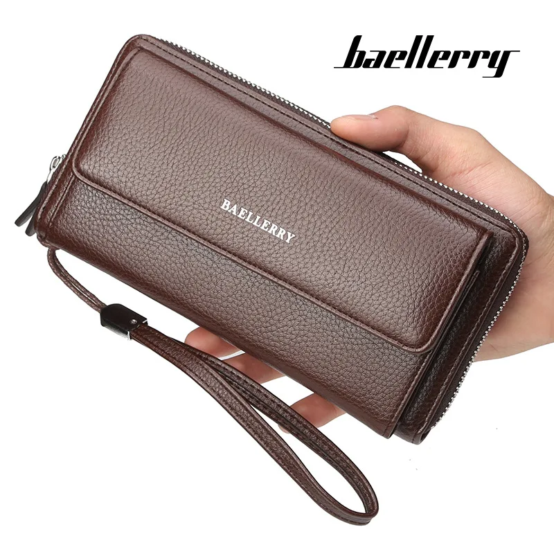 

2021 Men's Wallet Business Casual Large-capacity Clutch Phone Bag Lychee Pattern Multi-card Position Clutch Money Bag