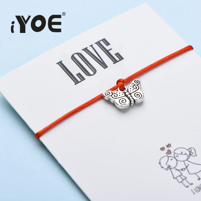 IYOE Wish Card Love браслеты с бабочками для женщин ювелирные изделия девочек ручная