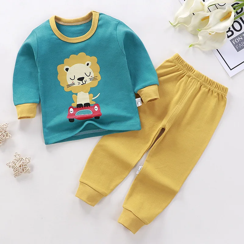 

New 2020 Kids Boys Girls Pajama Sets Cartoon Dinosaur Print T-Shirt Tops with Pants Toddler Baby Autumn Sleeping Clothing Sets