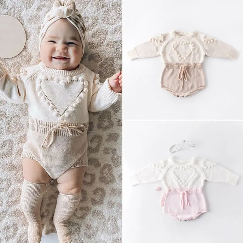

Модная трикотажная одежда Imcute для маленьких девочек, комбинезон с надписью Love, комбинезон, боди, осенняя одежда
