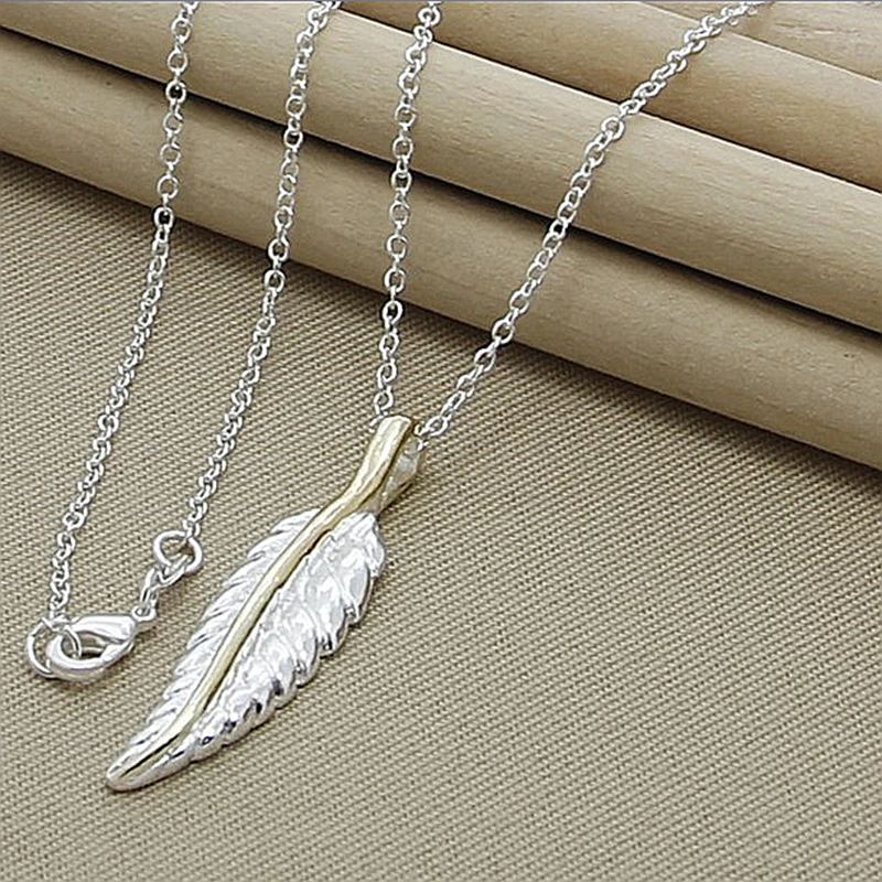 

cute romantic leaf charm necklace pretty minimalist jewelry silver plated women necklaces wedding party gifts 18inch chain