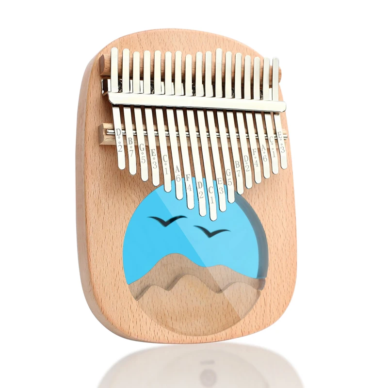 

Kalimba 17 клавиш Деревянное пианино для большого пальца музыкальный инструмент подарок с аксессуарами из массива дерева небо Джиз узор Marimba по...