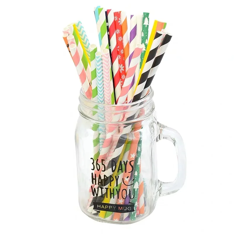 200x разлагаемая крафт-бумага всасывающая трубка карамельного цвета соломинки для