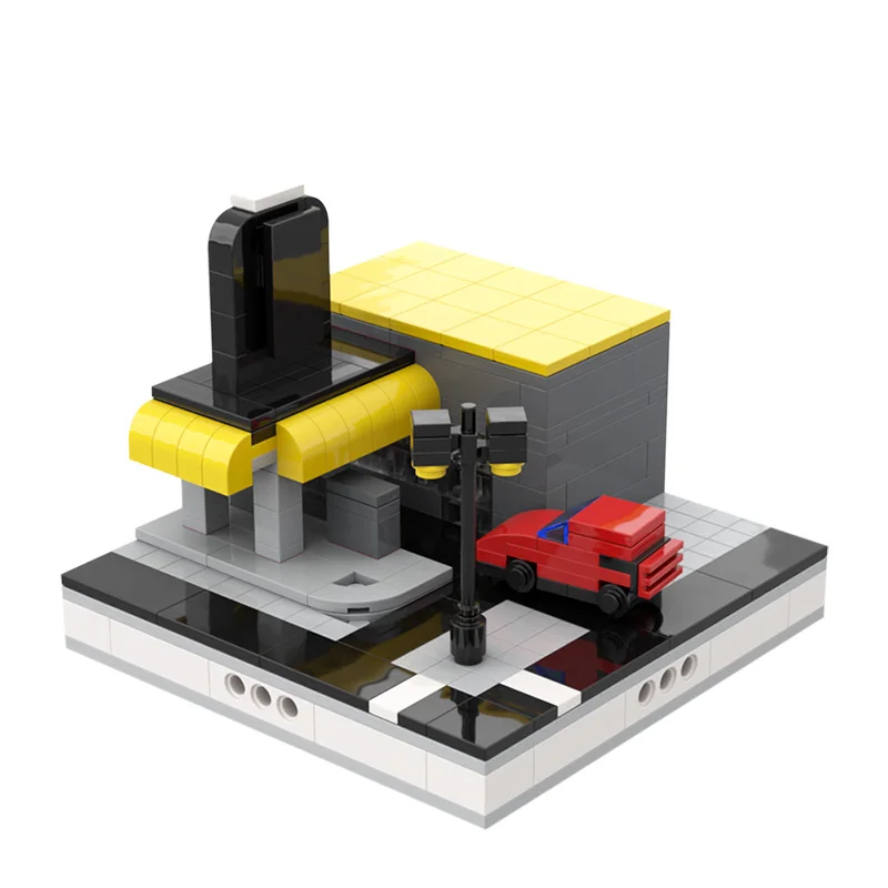 

MOC City Gas Station Modular City Creative Building Blocks Bricks Mini Street View Toys Gifts Collection MOC Architecture Blocks