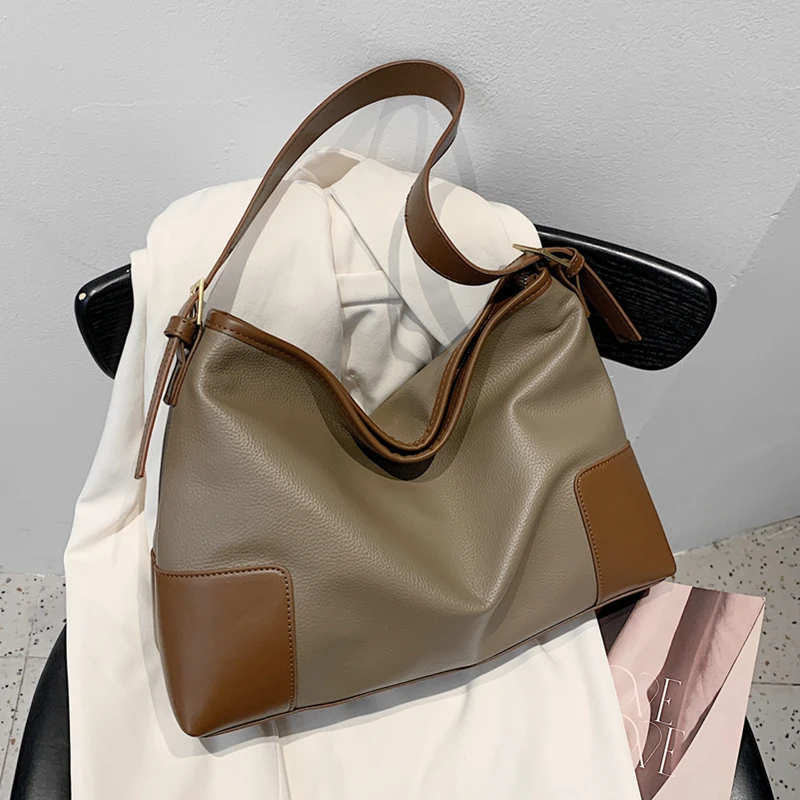 

Винтажная мягкая Наплечная Сумка Хобо для женщин, брендовые дизайнерские простые дамские сумочки большой вместимости для работы под подмы...