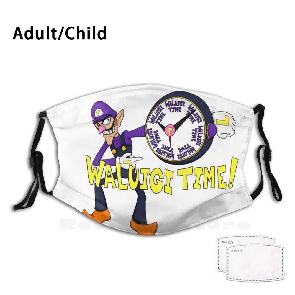 

Валуиджи тайм! Моющаяся маска для рта с фильтром для защиты от пыли waluipad Time Wario Bros Wah Waluigui Number One Nintendo