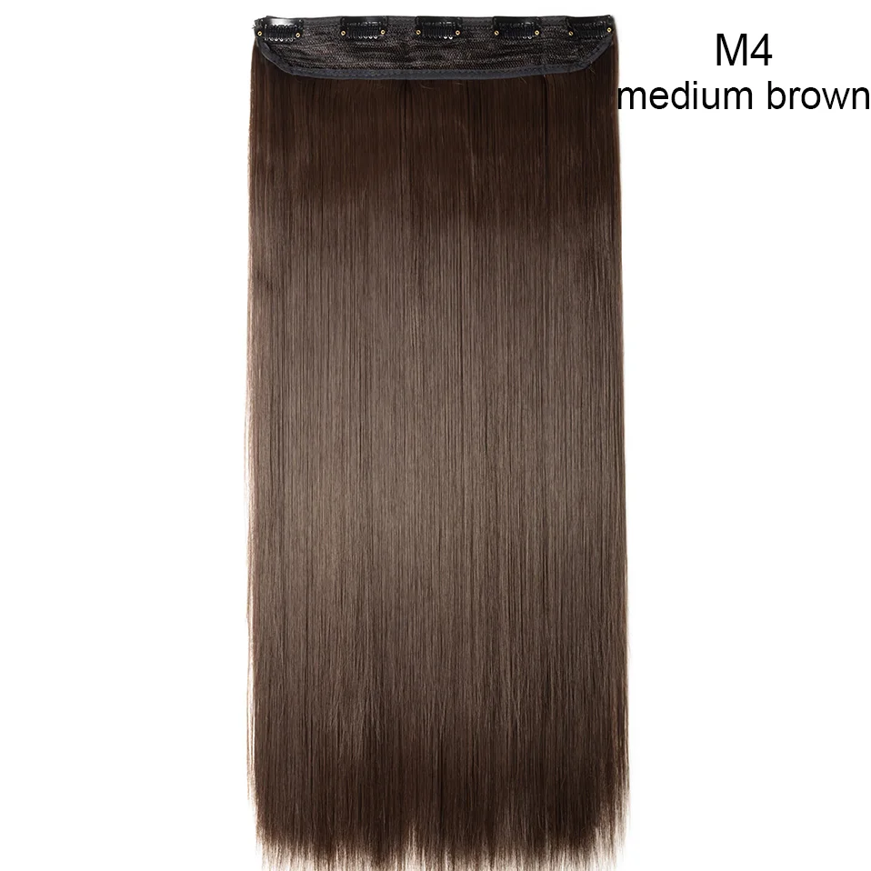 medium brown SNOILITE осень до талии 46-76 см Длинные клип в один кусок волос для наращивания Натуральные Прямые толстые синтетические волосы для женщин - Цвет: medium brown