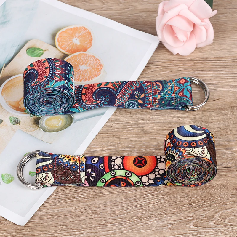 D-Ring Belts Yoga Strap Fitness Rope Colored Printed Adjustable Belt Stretch Washable Sport Props | Спорт и развлечения
