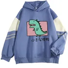 Женская Повседневная Толстовка с капюшоном в стиле Харадзюку, свободная флисовая уличная одежда с длинными рукавами и принтом в виде мультяшных монстров для девочек