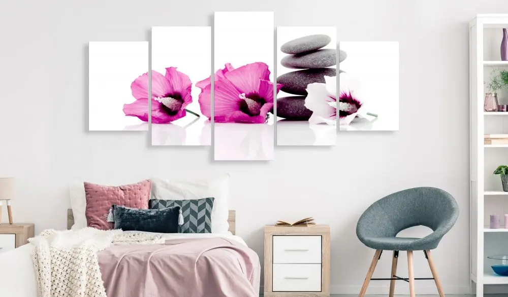 

Pink Calm Mallow Home Wall Decoration Five Piece Set Canvas Printing Drawing Living Room Modern Space Art