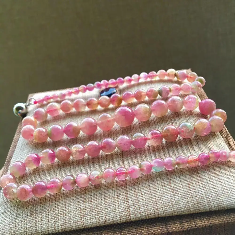 

Genuine Natural Watermelon Tourmaline Red Green Crystal Necklace 4-10mm Clear Round Beads Bracelet Tourmaline Woman AAAAAA