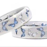 hot sale jewelry exquisite butterfly inlaid mixed color zircon ring cool cute style ring