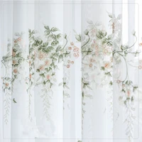 floral embroidered tulle window curtains for bedroom korean sheer voile for livingroom treatments kitchen cortinas drapes decor