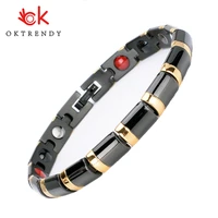 oktrendy magnetic black gold color stainless steel bracelet for women friendship bracelets with germanium bio health jewelry