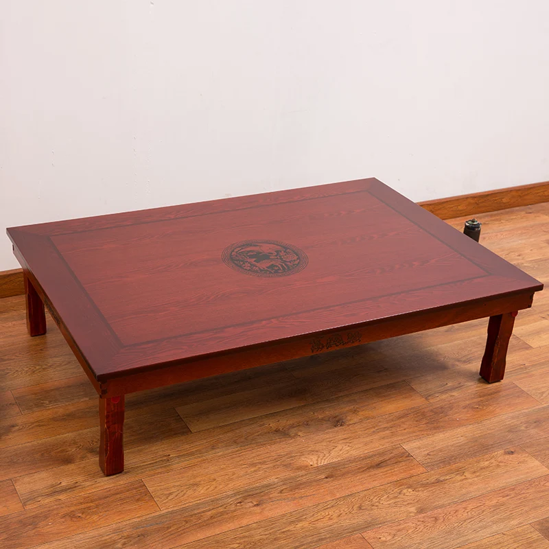 Korean Foldable Wood Carved Dining Table - Rectangle 120x80cm in Asain Traditional Style with Folding Legs for Dining Room Furniture image 4
