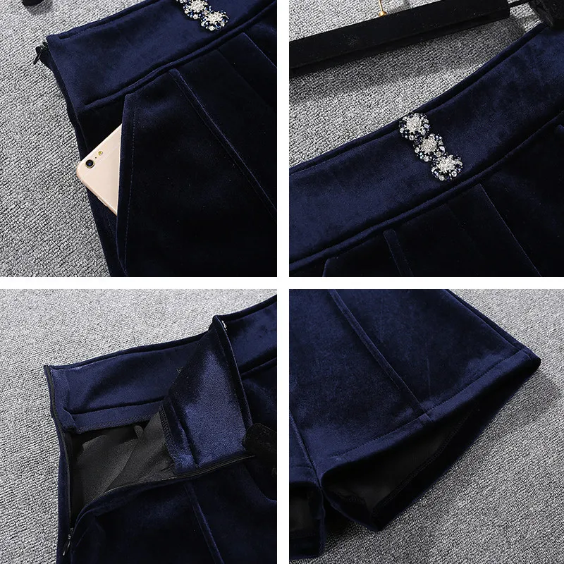 Шорты женские бархатные с завышенной талией на молнии сбоку|Женские шорты| |