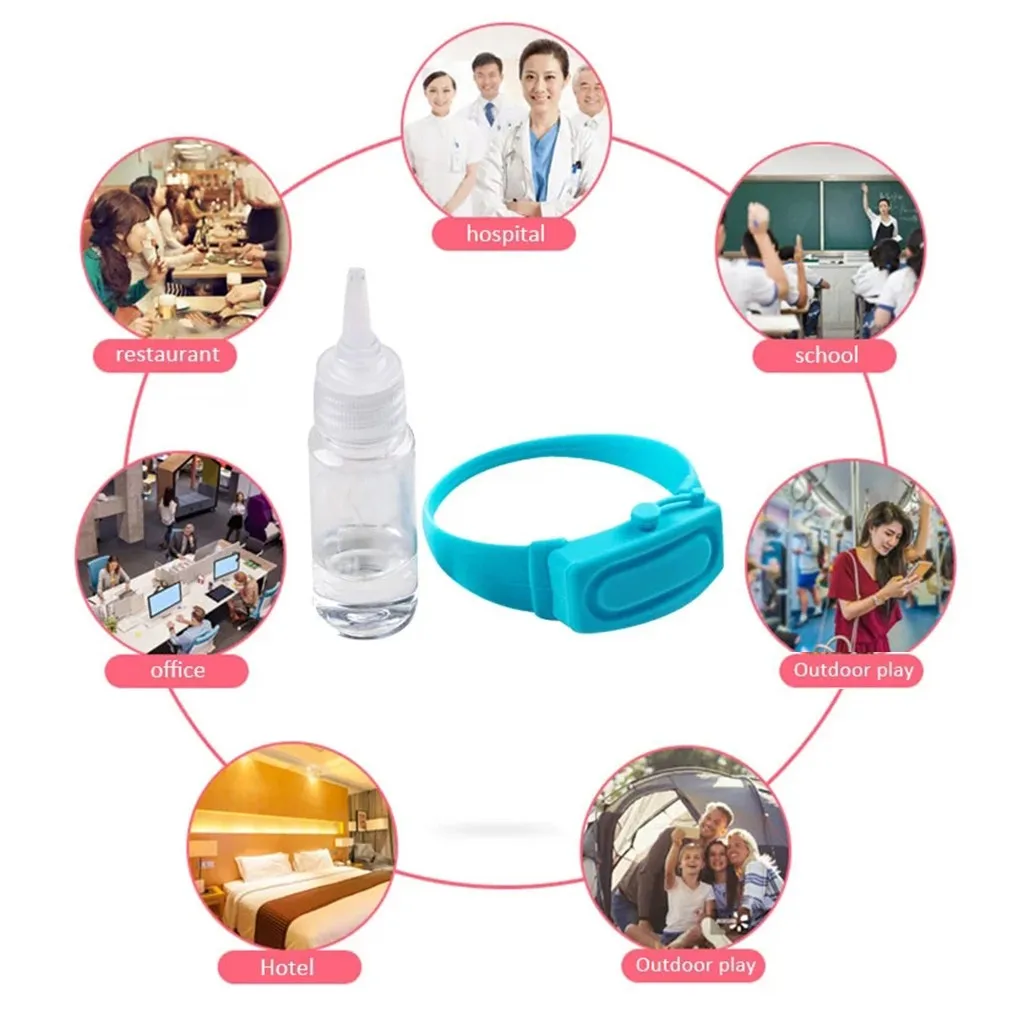 

Autospa 4PC Wristband Hand Silicone Dispenser Wearable Hand Sanitizer Dispenser Pumps Disinfecta washable Banda de mano