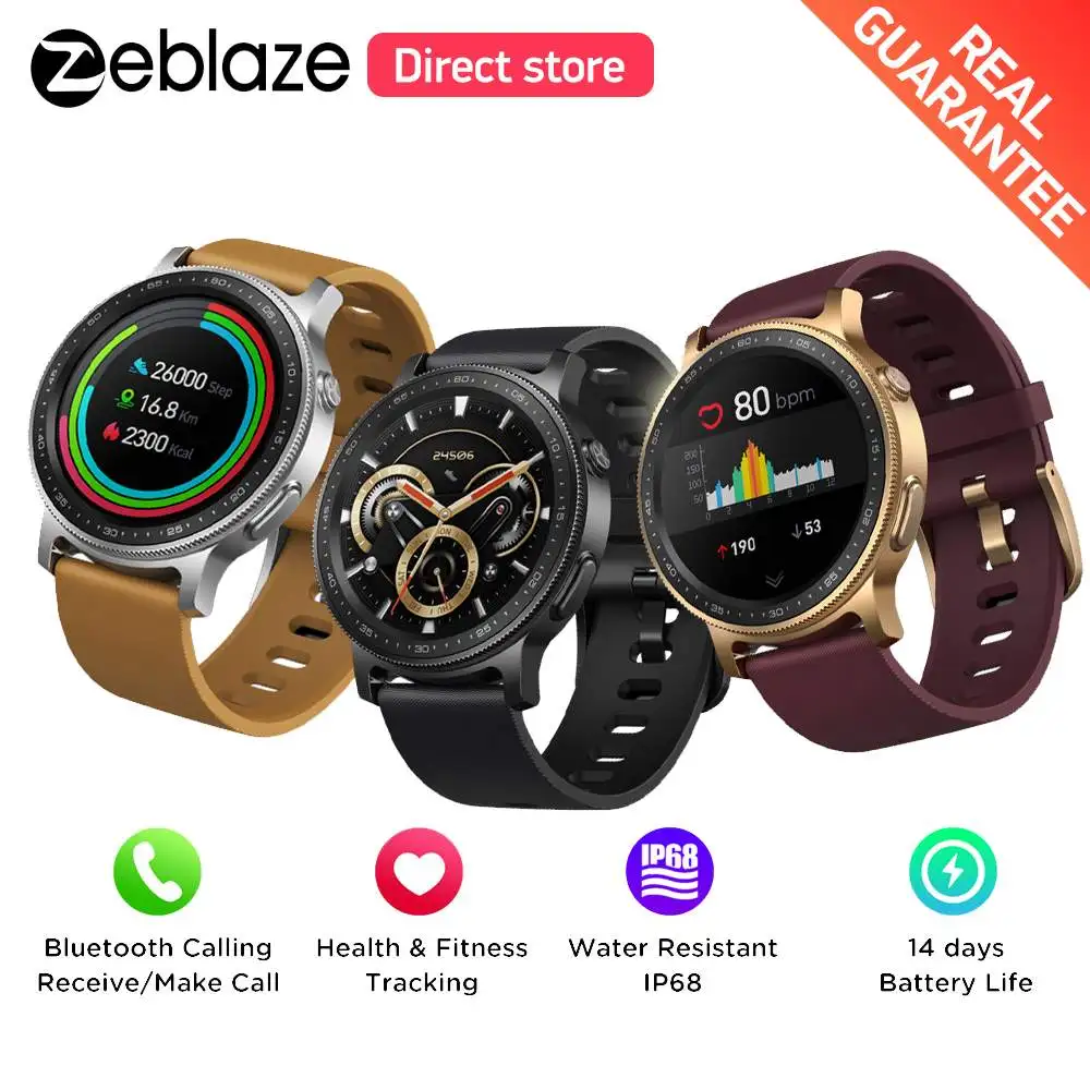 

Zeblaze GTR 2 Smart Watch Receive/Make Call Health&Fitness 60+ Watch Faces Heart Rate Blood Pressure SPO2 Monitoring Smartwatch