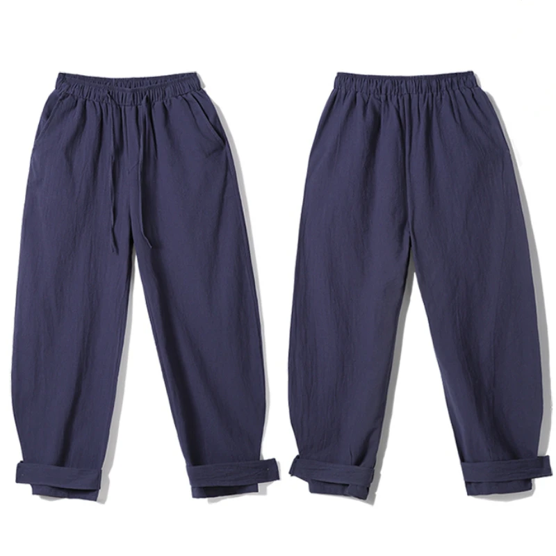 Брюки мужские хлопково льняные шаровары джоггеры традиционная китайская одежда