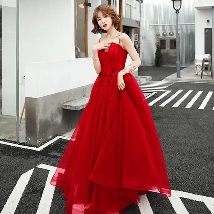 Это Yiiya выпускное платье цвета Бургунди чай Длина vestidos de gala элегантного размера плюс Бургундия Слинг платье для женщин вечерние LF069 - Цвет: red long