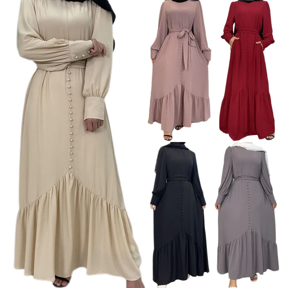 Модная мусульманская женская абайя с поясом, Дубай, Турция, кафтан, Арабская Женская одежда, ИД Рамадан, Мубарак, Djellaba, платье, Abayas Caftan