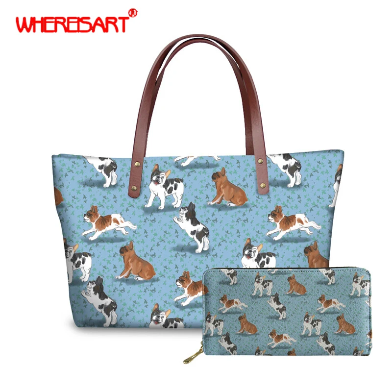 Сумка-тоут женская с сумочкой и принтом собаки | Багаж сумки
