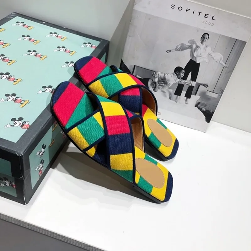 

Ollymurs Mixed Colour Flat Slippers Women Summer Fashion Square Toe Genuine Leather Ladies Sandals Luxury Designer Womans Shoes