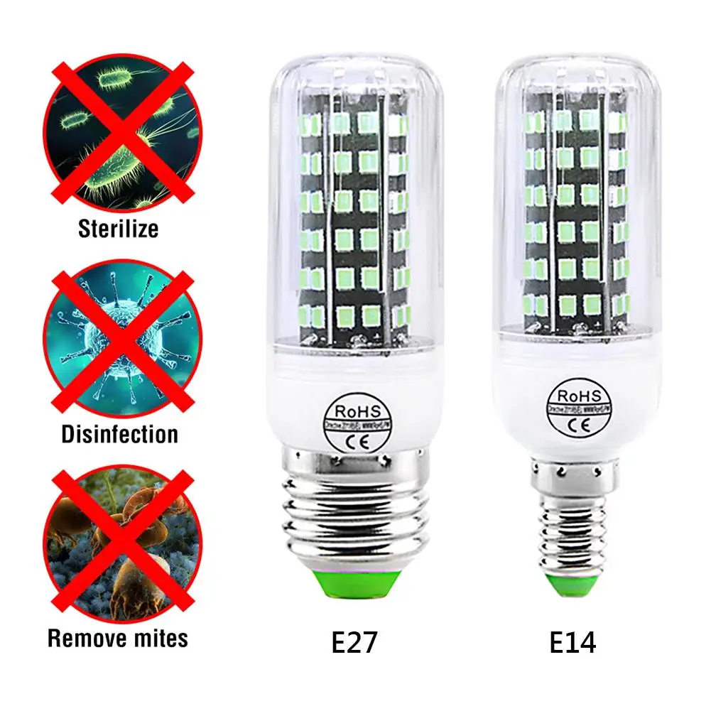 

7W UV Germicidal Lamp LED UVC Bulb E27 E14 Home Disinfection Sterilizing Light Ultraviolet Sterilizer Lamp Dust Mite Eliminator