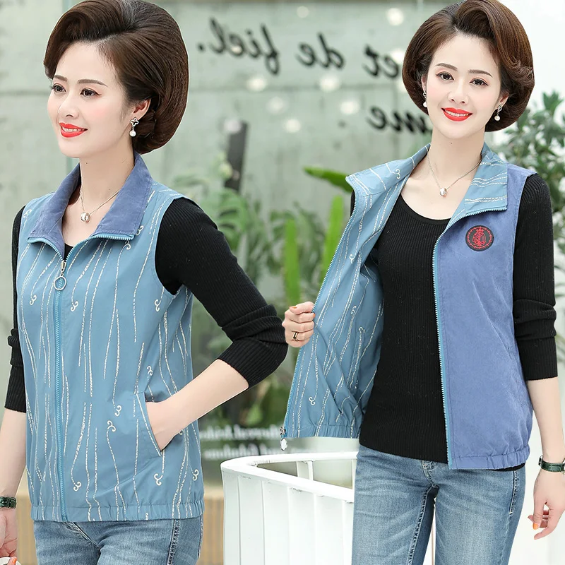 2020 fashion autumn spring cotton vest korean two sides wear lapel casual waistcoat sleeveless coat big size outerwear | Женская одежда