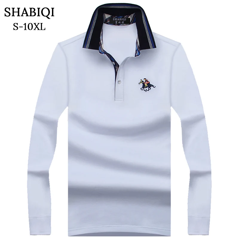 SHABIQI размера плюс S-10XL, брендовая Новая мужская рубашка поло, мужская хлопковая рубашка с длинным рукавом, Брендовые повседневные топы, мужские рубашки поло