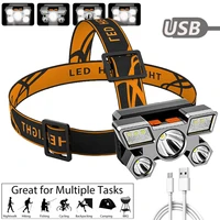 portable led headlight 5 light sources ultra bright rechargeable headlamp 4 modes waterproof lightweight for camping fishing