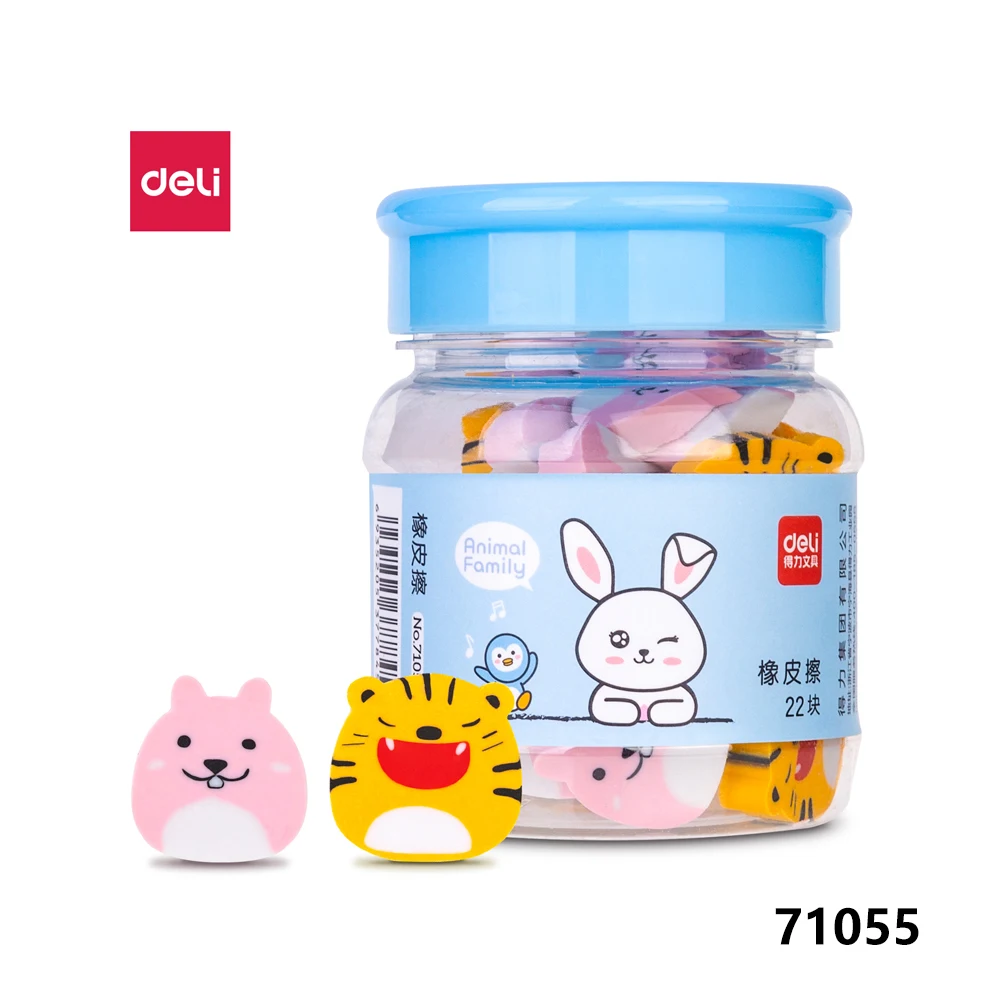

Deli 22 Pcs/Box Eraser Cartoon Animal Shaped Eraser TPR Material Pencil Rubber Students Test Exam Homework Stationery Child Gift