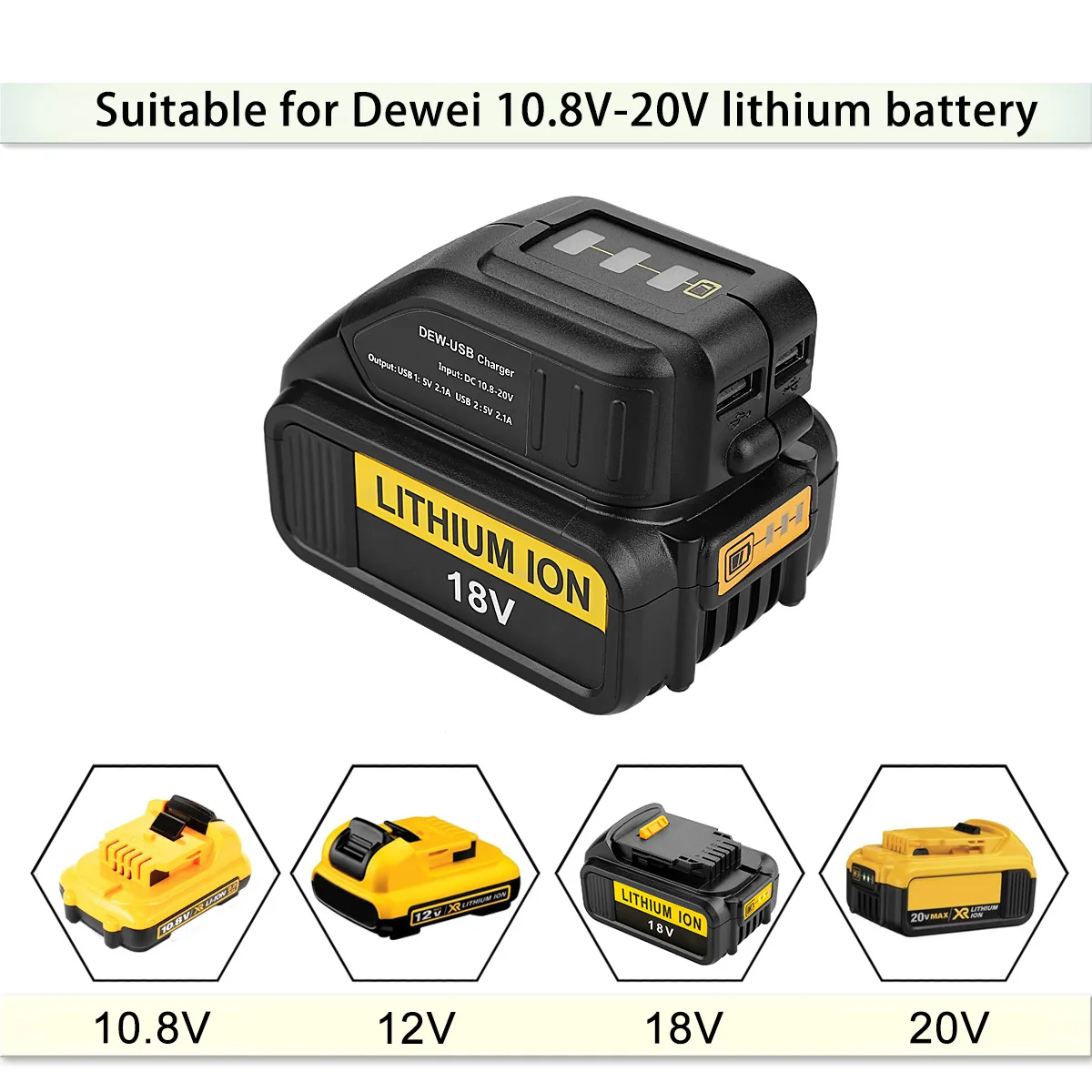 Двойной USB DC 12V порт с светодиодный адаптер преобразователя батареи для DEWALT 10 8-20V