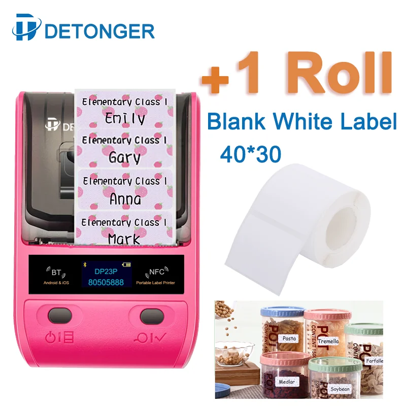 

DETONGER Multifuntional Wireless BT Label Maker Barcode QR Code Sticker Printer Adhensive Hand Tag Multifunctional