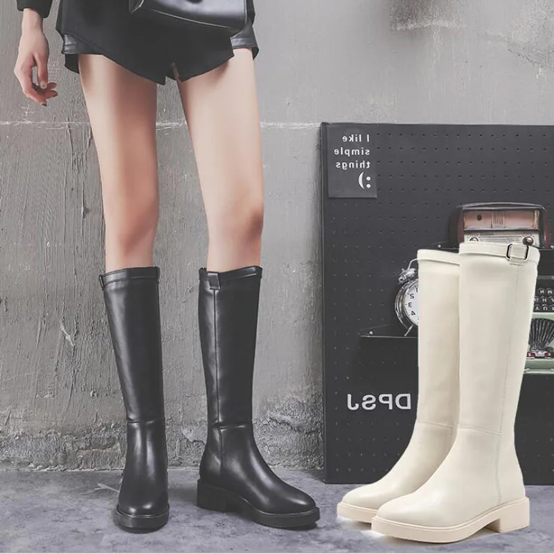 Модные высокие сапоги пикантные женские до колена обувь на шнуровке зимние