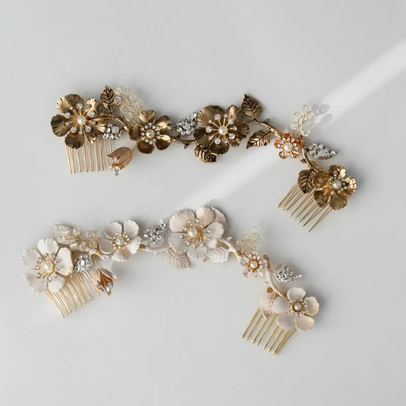 Роскошная белая эмалированная роза цветок невесты длинные волосы гребень ручной