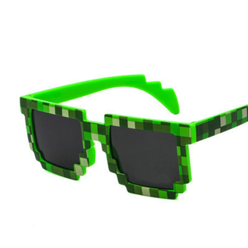 Green Модные солнцезащитные очки экшн-игры игрушки с EVA чехол подарки для детей миникрафтер квадратные очки - Цвет: Green