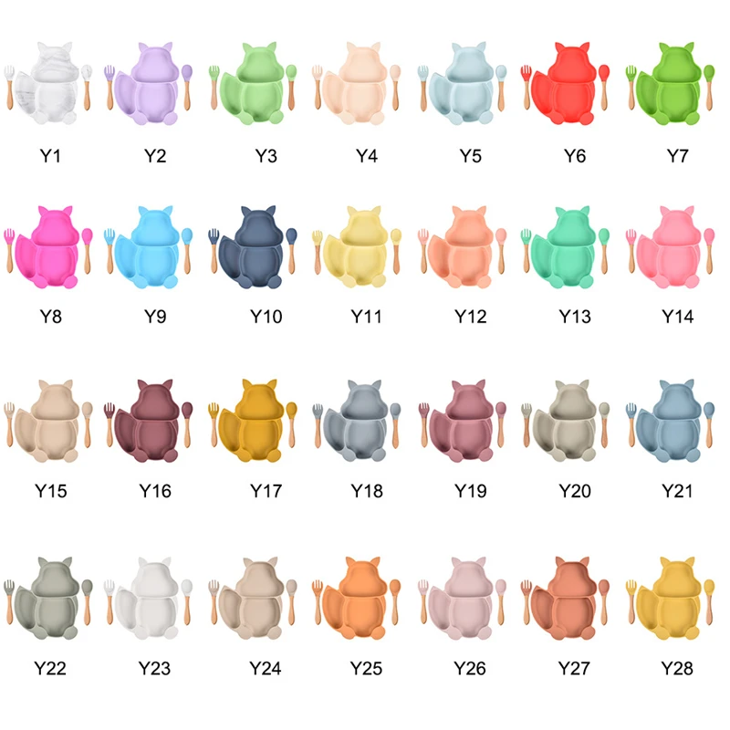 

Baby Silicone Cartoons Plate Set Self-Feeding Antislip Saucer Suction Children's Tableware Silicone Dish for Baby-Led Weaning