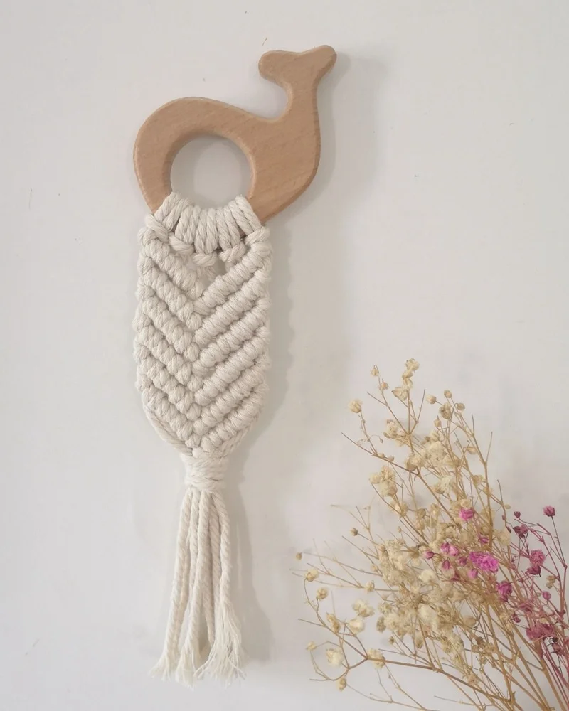 

Hand-woven Children's Ornaments Children's Birthday Gifts Beech Wood Animal Cotton Rope Pendants Children's Room Wall Decoration