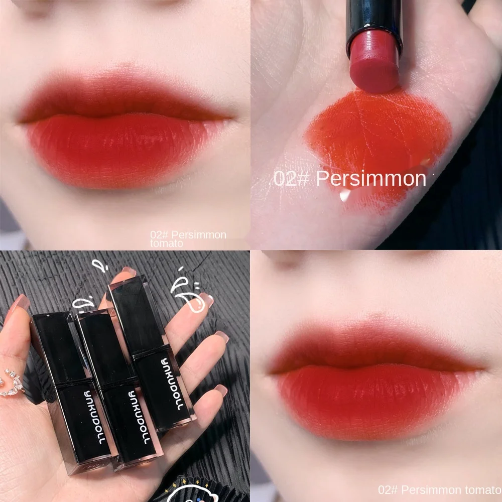 Маленькая черная туба зеркальная помада не тускнеет чистый красный один и тот же