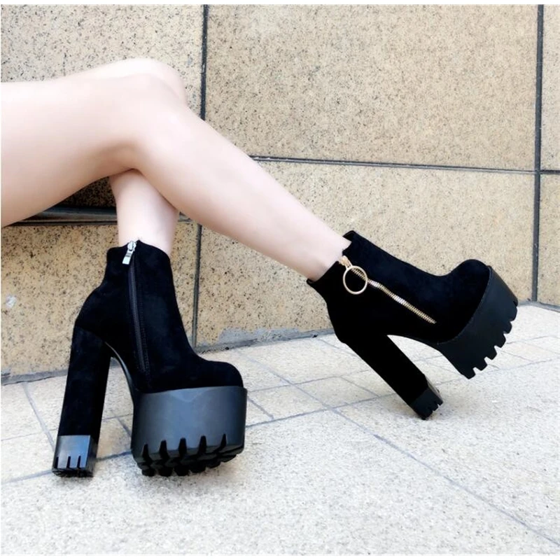 2019 spring and autumn winter Europe the United States high-heeled short female round head with women's boots | Обувь