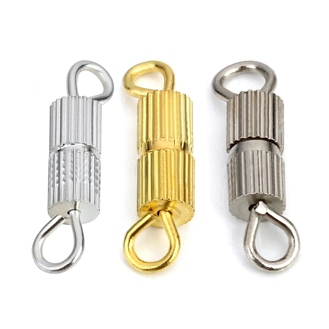 

Gold Rhodium Silver Plated Connectors Screw Clasps For DIY Necklace Jewelry Making Accessories Cylinder Fasteners Screw Buckle