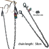 2021 friend gift bff exaggerated black acrylic glasses chain lanyard glass round bead anti skid mask chain necklace for women
