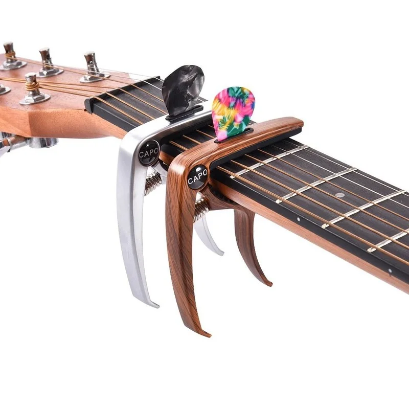 Cejilla de ajuste de Metal para guitarra, Clip para guitarra eléctrica acústica, bajo, ukelele, mandolina, Banjo, soporte para púas